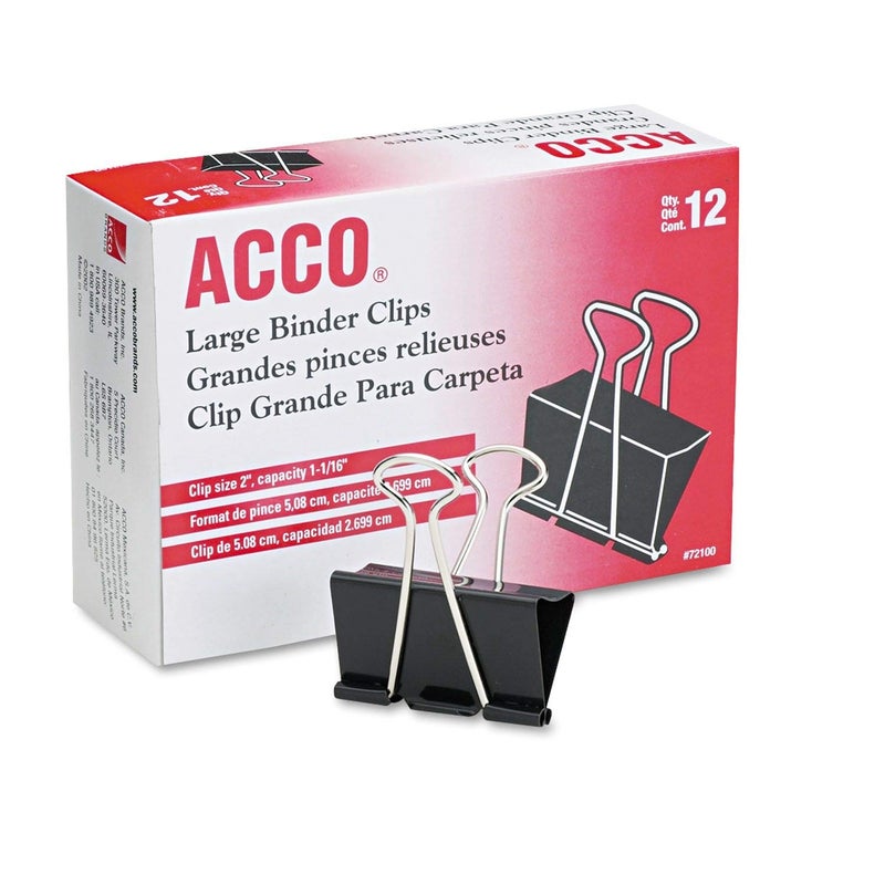 ACCO Brands ACCO Binder Clips, Large, 2 Boxes, 12 Clips/Box (72102) - Image 1
